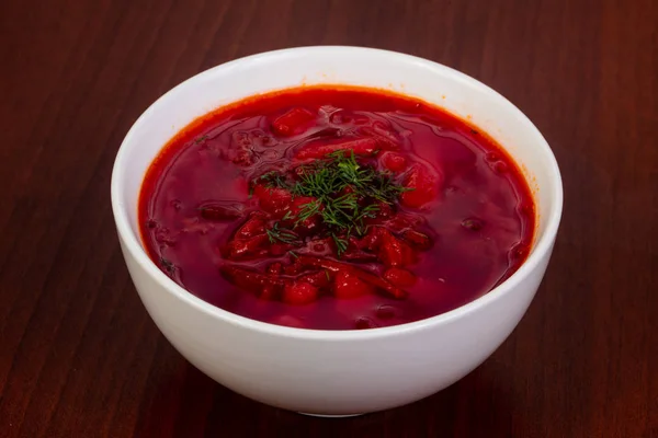 Borsch Tradizionale Russo Con Carne — Foto Stock