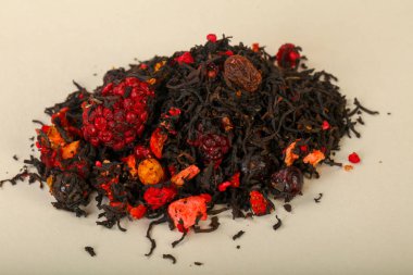 Aroma çay yığın meyve, meyveler ve otlar ile