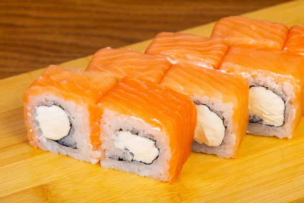 Delicious Set Philadelphia Rolls Wih Cream Cheese — Stock Photo, Image