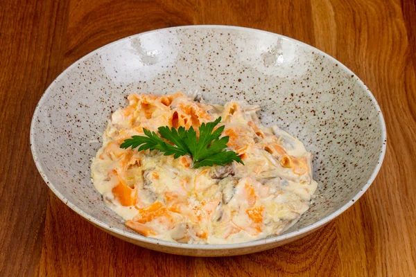 Pasta Met Paddestoelen Peterselie — Stockfoto