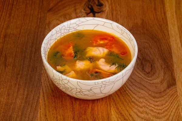 Fish soup with salmon and tomato — Stock Image Fish Soup Salmon Tomato Royalty Free Stock Images
