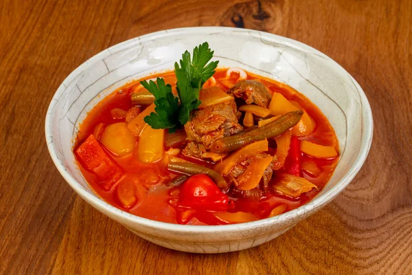Traditional lagman soup with lamb — Stock Image Traditional Lagman Soup Lamb Stock Photo