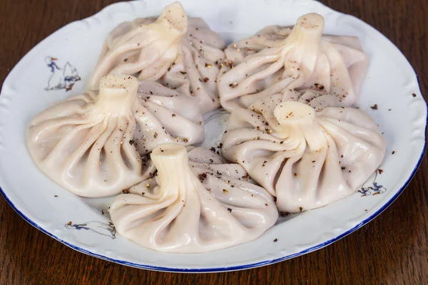 Dumplings Georgianos Tradicionales Khinkali — Foto de Stock