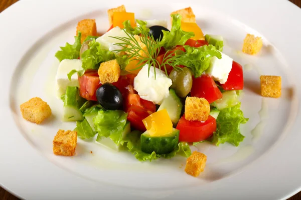 Salada Grega Com Biscoito — Fotografia de Stock