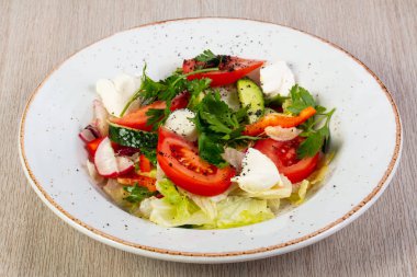 Mozzarella peyniri ve sebze salatası