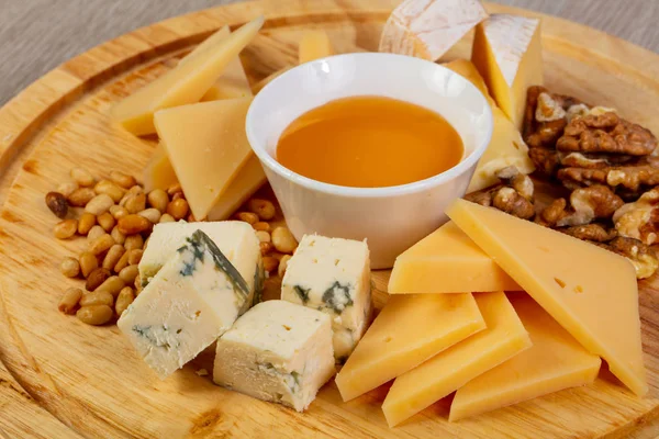 Cheese Plate Mix Honey — Stock Photo, Image