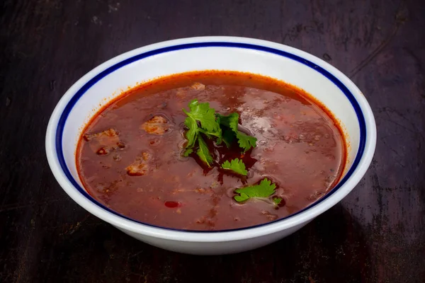Tomato soup with meat and beans — Stock Image Tomato Soup Meat Beans Stock Image