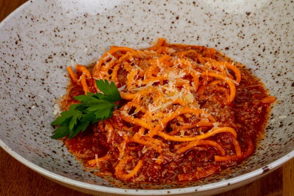 Nudeln Spaghetti Bolognese Mit Sauce — Stockfoto