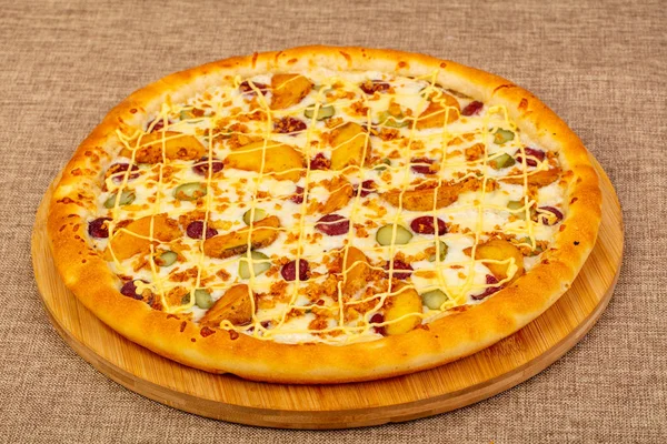 Pizza Párky Sýry Brambor — Stock fotografie