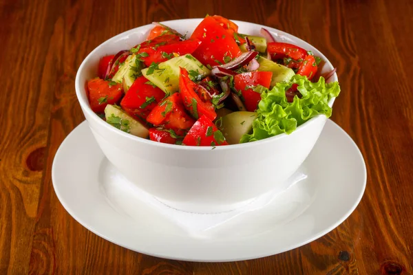 Sebze Salatası Domates Cucunber Biber — Stok fotoğraf