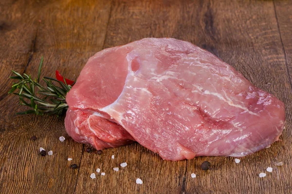 Carne Maiale Cruda Sfondo Legno — Foto Stock