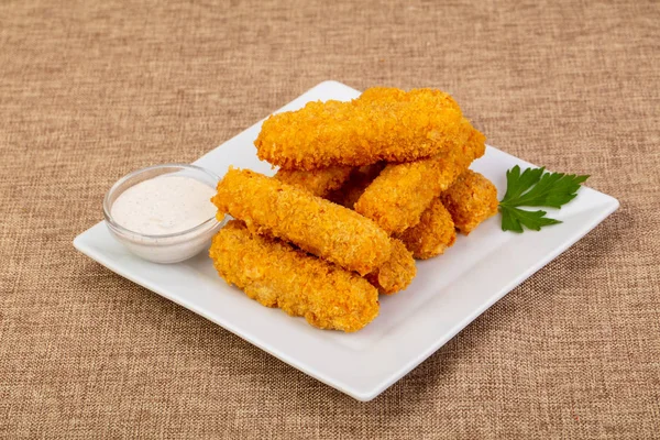 Fried cheese sticks with sauce