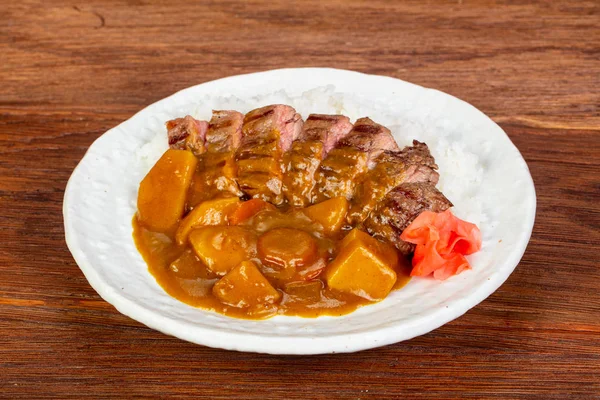 Curry Mit Chili Rindfleisch Reis — Stockfoto