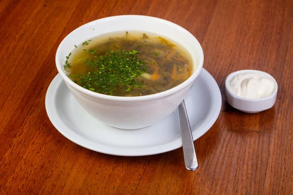 Вкусный Соррельский Суп Сметаной — стоковое фото