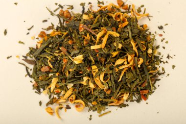 Aroma çay yığın meyve, meyveler ve otlar ile