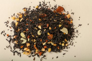 Aroma çay yığın meyve, meyveler ve otlar ile