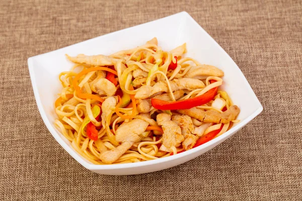 Wok Noodle Pork Vegetables Spices — Stock Photo, Image