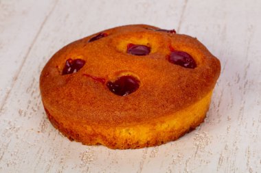 Lezzetli pandispanya ower ahşap arka plan