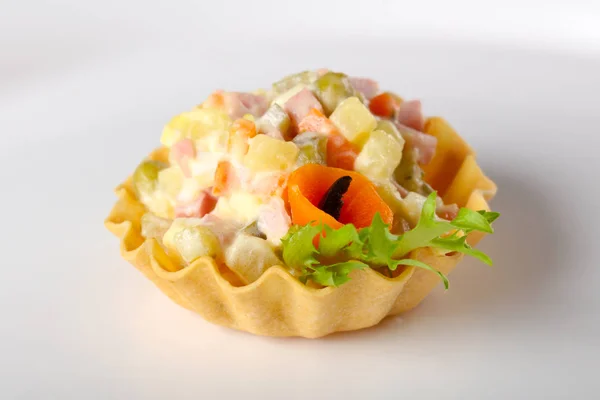 Tartlet Ruský Salát Pro Catering — Stock fotografie