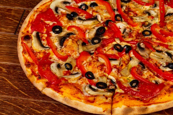 Pizza Végétarienne Aux Champignons Poivre Tomate — Photo