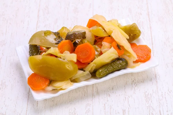 Pickled vegetables mix in the bowl