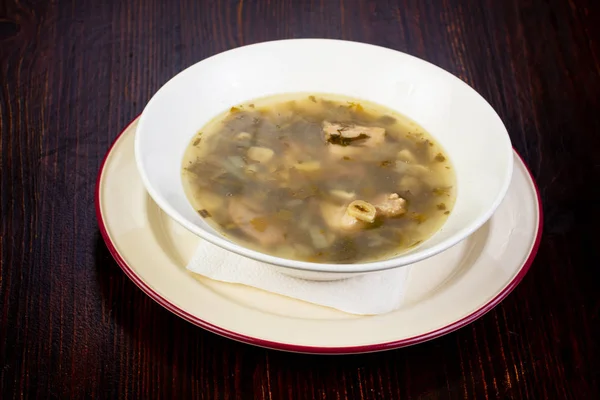 Sorrel summer soup with meat — Stock Image Sorrel Summer Soup Meat Stock Picture