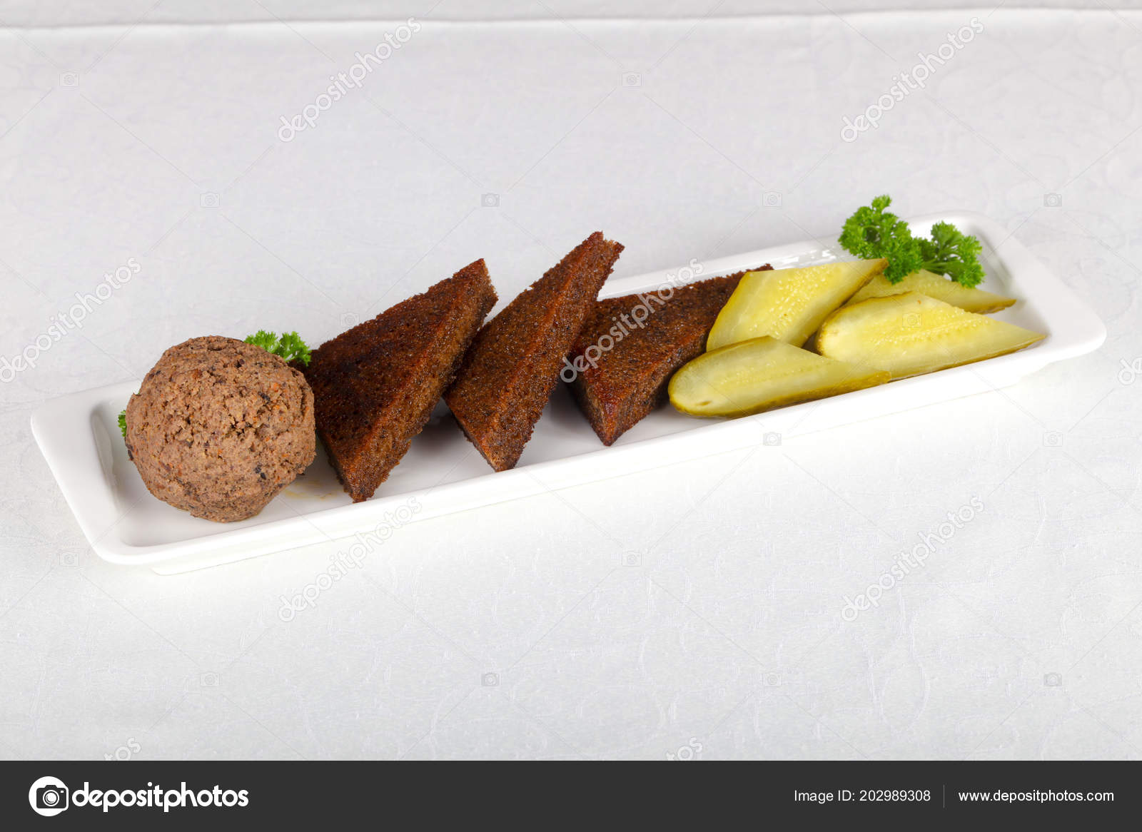 Liver Spread Bread Pickled Cucumbers Stock Photo by ©AndreySt 202989308