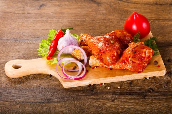 Jambes Poulet Marinées Crues Pour Grill Barbecue — Photo