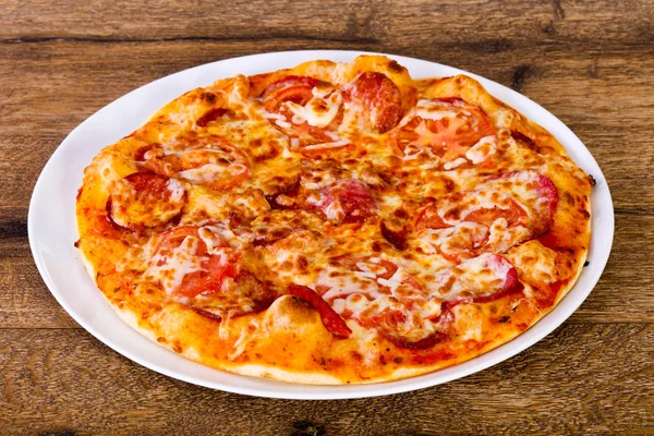 Pepperoni Pizza Sausages Cheese — Stock Photo, Image