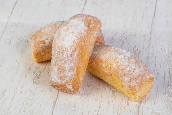 Delicious Sweet Baked Muffins Coated Powdered Suga — Stock Photo, Image