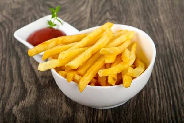 Frietjes Met Tomatenketchup — Stockfoto