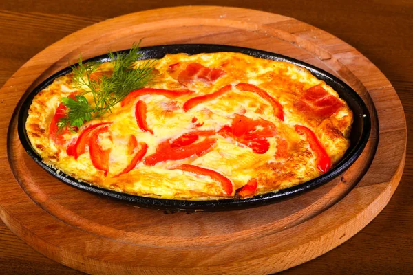 Omelet Met Spekjes Tomaat Peper — Stockfoto