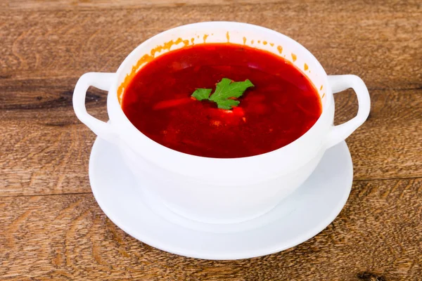 Russian Cabbage Soup Borsht Beef — Stock Photo, Image