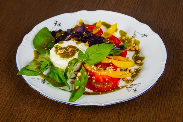 Young Cheese Vegetables Pesto — Stock Photo, Image