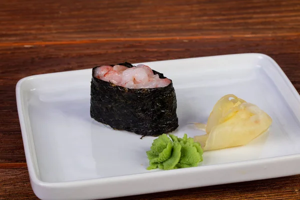 Ιαπωνικά Νίγκιρι Σούσι Γλυκό Γαρίδες — Φωτογραφία Αρχείου