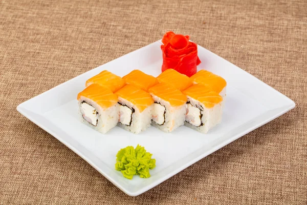 Japanese Cold Traditional Salmon Roll — Stock Photo, Image