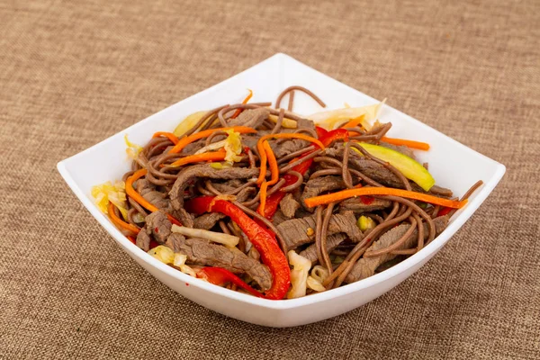 Soba Noodle Beef Vegeetables Spices — Stock Photo, Image