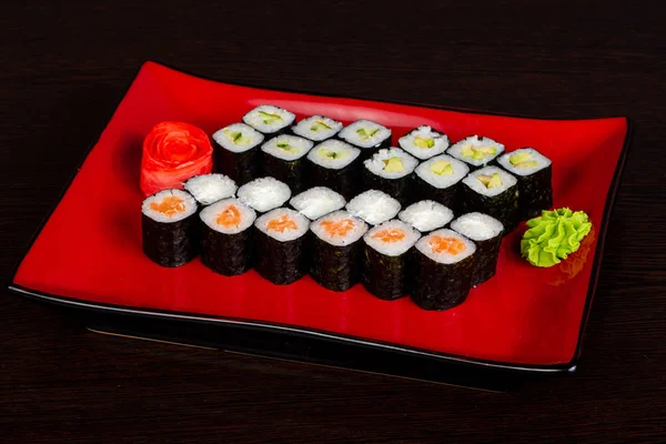 Japoński Tradycyjny Zestaw Rolki Sushi — Zdjęcie stockowe