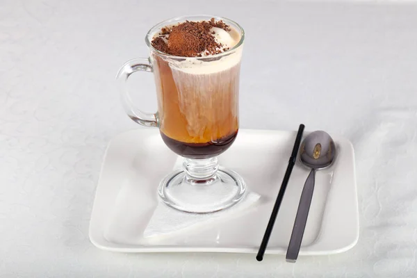 Hot Coffee Cold Ice Cream — Stock Photo, Image