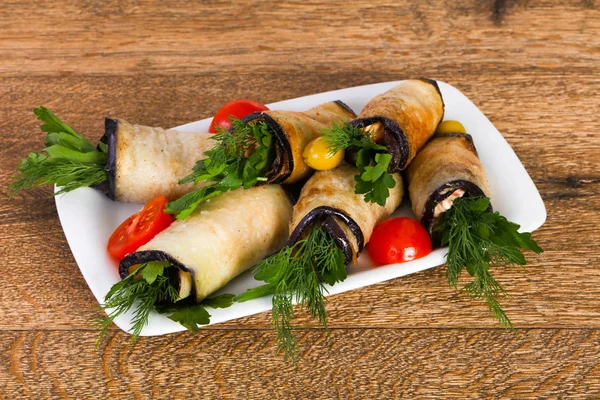 Aubergine Broodje Met Kaas Dille — Stockfoto