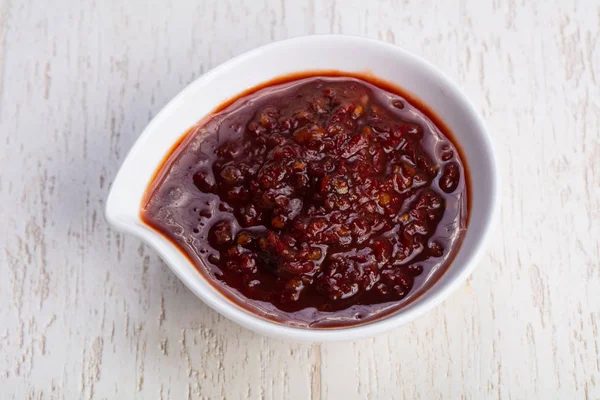 Chili Szósszal Fűszeres Tál — Stock Fotó