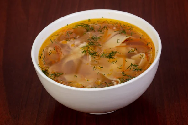 Sup Ayam Dengan Mie Dan Dill — Stok Foto