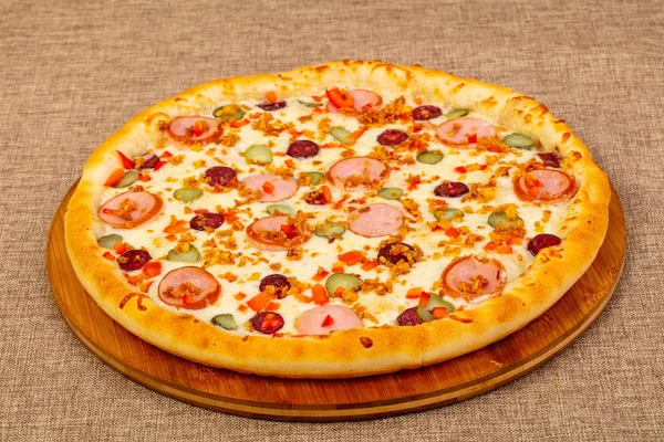 Assortiment Pizza Avec Viande Fromage — Photo