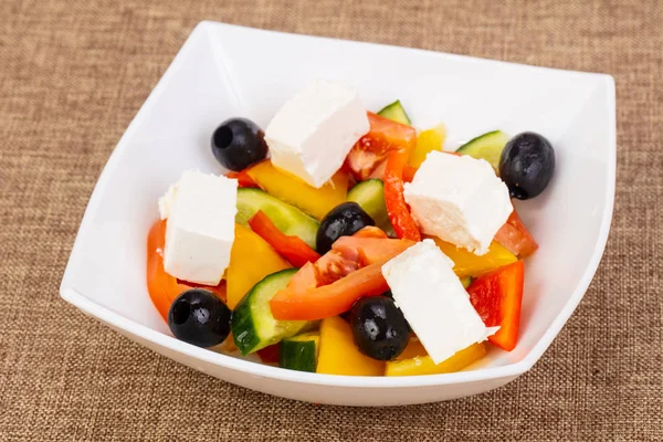 Griekse Salade Met Feta Kaas — Stockfoto