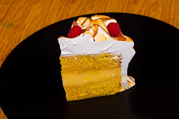 Gâteau Citron Doux Avec Crème — Photo