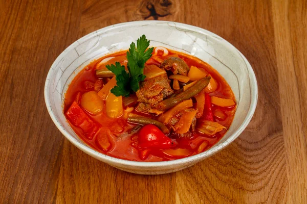 Traditional lagman soup with lamb — Stock Image Traditional Lagman Soup Lamb Stock Picture
