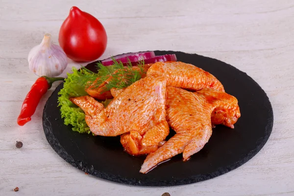 Raw Marinated Chicken Wings Grill Bbq — Stock Photo, Image