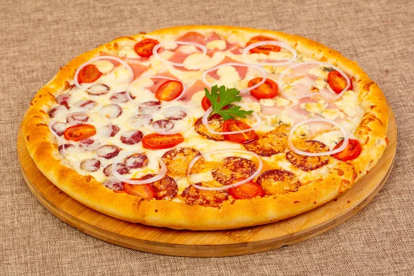 Mistura Pizza Variedade Com Carne Queijo — Fotografia de Stock