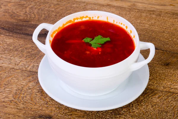Russian Cabbage Soup Borsht Beef — Stock Photo, Image