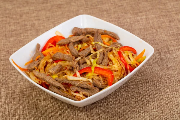 Glass Noodle Beef Vegetables Spices — Stock Photo, Image